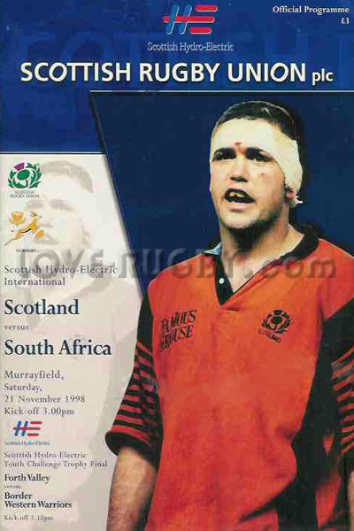 1998 Scotland v South Africa  Rugby Programme